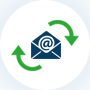 Icon of envelope with clockwise arrows