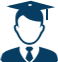 Icon of blue man wearing mortarboard