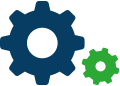 automated Icon of blue and green gears