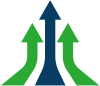 Icon of three blue and green arrows pointing upwards