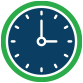 Icon of blue clock face with green outline